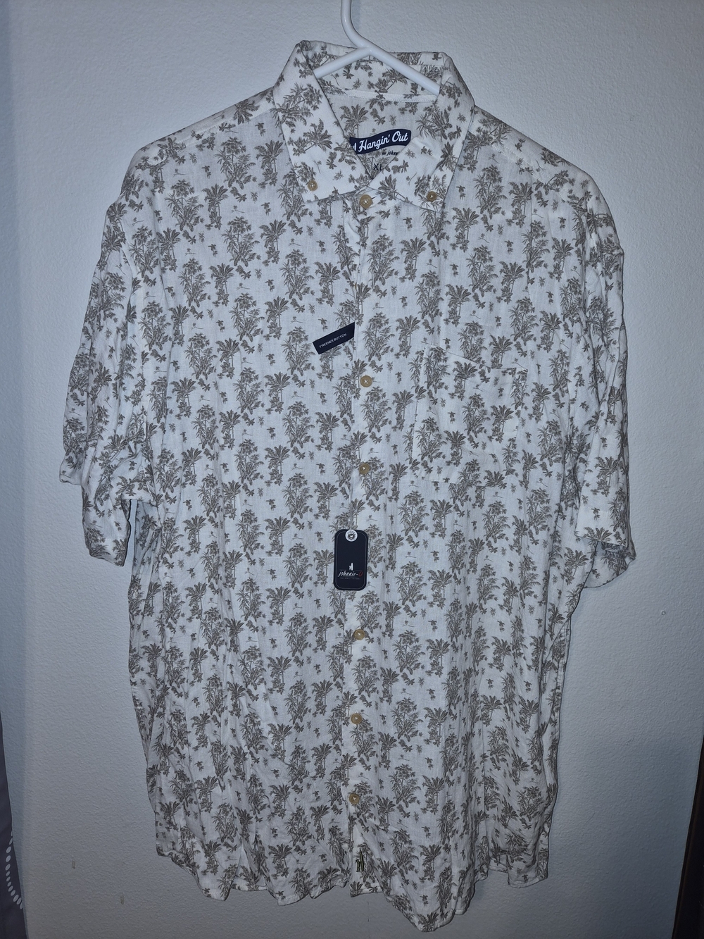 johnnie-O NWT "Jayden" Hangin' Out Casual Button Down Shirt XL Linen Blend White